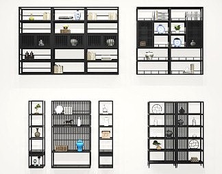 新中式博古架3D模型下载