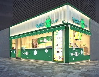 现代奶茶店3D模型下载