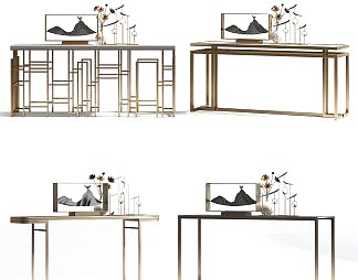 新中式端景台3D模型下载