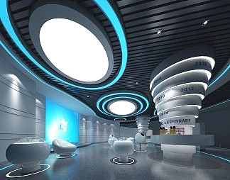 现代展厅3D模型下载