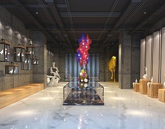 工业LOFT展厅3D模型下载