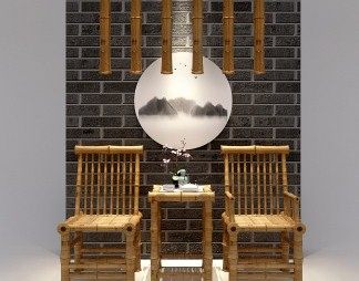 中式休闲沙发组合3D模型下载
