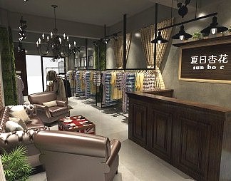 美式服装店3D模型下载