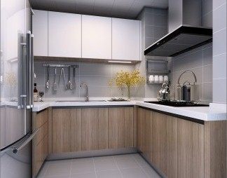 现代厨房3D模型下载