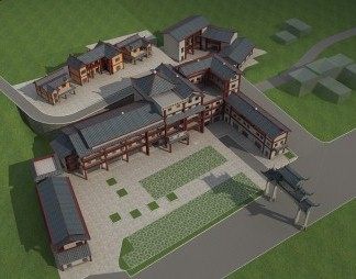 中式建筑3D模型下载