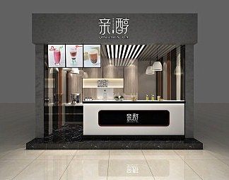 现代奶茶店3D模型下载