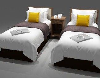 现代单人床3D模型下载
