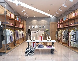 工业LOFT服装店3D模型下载