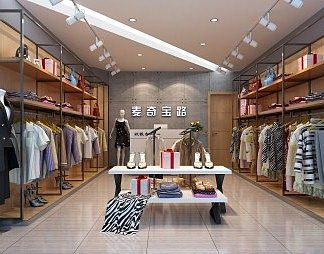 工业LOFT服装店3D模型下载