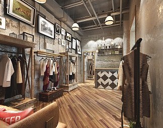 工业LOFT服装店3D模型下载