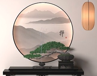 新中式盆景3D模型下载