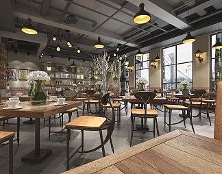 工业LOFT奶茶店3D模型下载