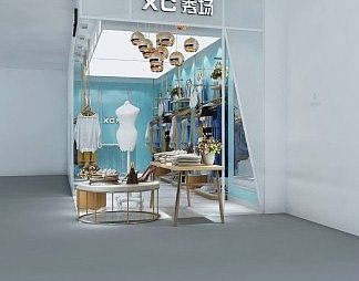 现代服装店3D模型下载