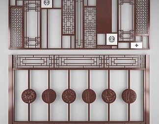 中式隔断3D模型下载