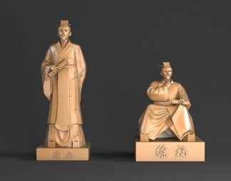 新中式雕像3D模型下载