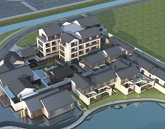 新中式住宅区3D模型下载