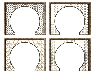 中式门拱3D模型下载