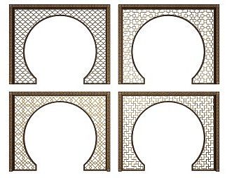 中式门拱3D模型下载