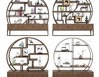 中式博古架3D模型下载