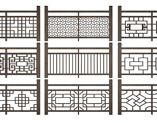 中式护栏3D模型下载