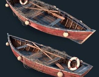 现代木船3D模型下载