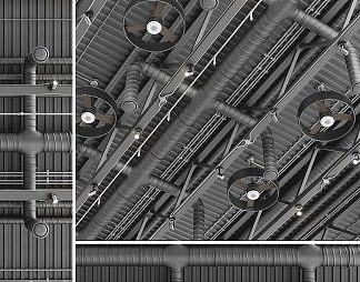 工业LOFT管道3D模型下载