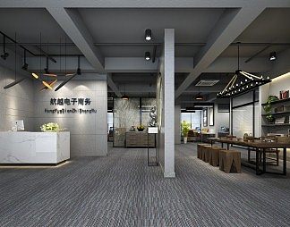 工业LOFT大厅3D模型下载