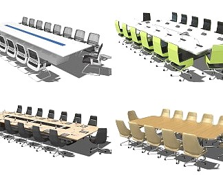 现代会议桌椅3D模型下载