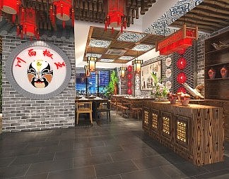 中式火锅店3D模型下载