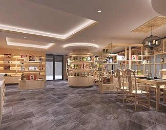 新中式茶叶店3D模型下载