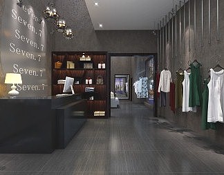 工业LOFT服装店3D模型下载