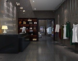 工业LOFT服装店3D模型下载