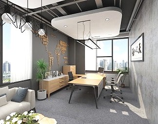 工业LOFT办公室3D模型下载