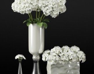 简欧陶瓷花瓶花卉3D模型下载