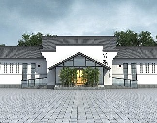 新中式建筑3D模型下载