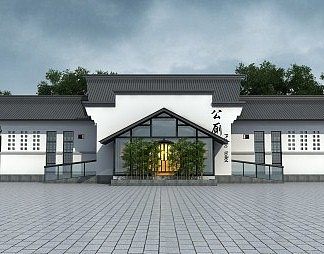 新中式建筑3D模型下载