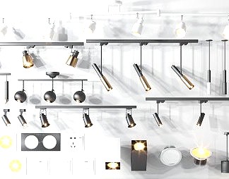 现代灯具组合3D模型下载