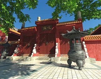 中式寺庙3D模型下载