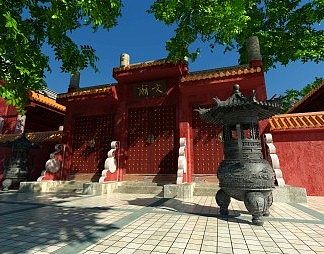 中式寺庙3D模型下载