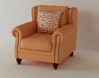 美式单人沙发3D模型下载