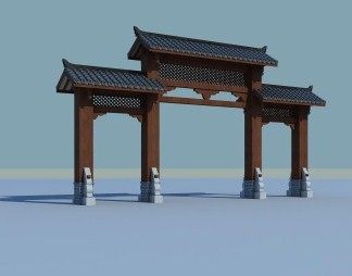 中式牌坊3D模型下载
