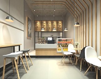 北欧奶茶店3D模型下载