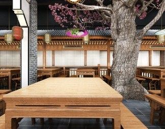 中式餐厅3D模型下载
