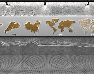 现代背景墙3D模型下载