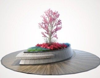 现代户外花坛3D模型下载