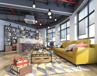 工业LOFT会客室3D模型下载