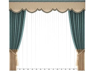 简欧窗帘3D模型下载