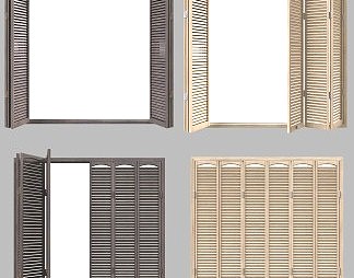 新中式折叠门3D模型下载