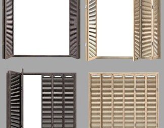 新中式折叠门3D模型下载