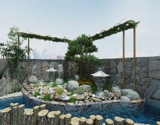 新中式花园3D模型下载